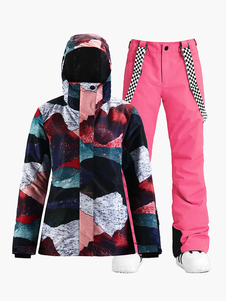 The new ski pants suit thickened warmth, waterproof and breathable snow travel equipment double board snow suit