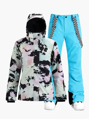 The new ski pants suit thickened warmth, waterproof and breathable snow travel equipment double board snow suit