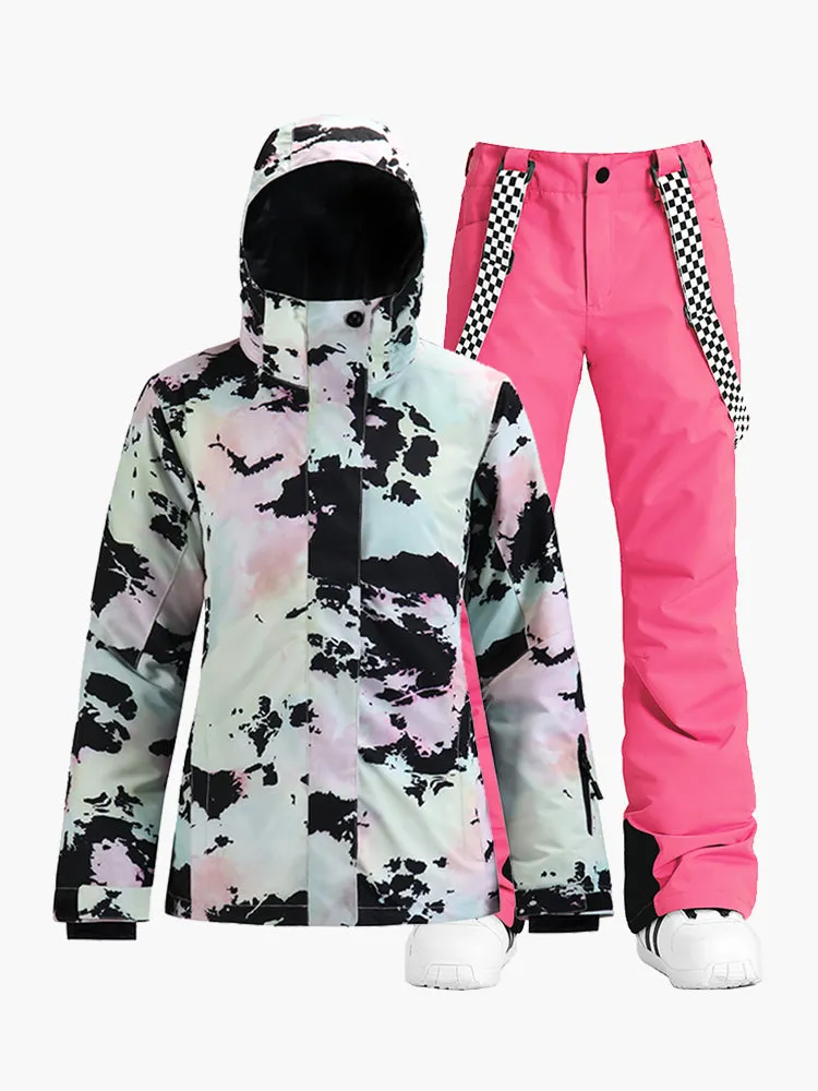 The new ski pants suit thickened warmth, waterproof and breathable snow travel equipment double board snow suit