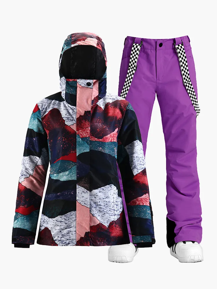 The new ski pants suit thickened warmth, waterproof and breathable snow travel equipment double board snow suit