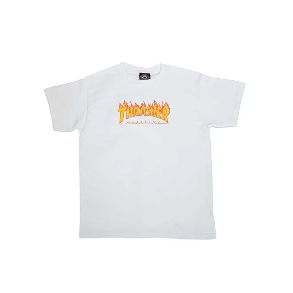 Thrasher Youth Flame Tee - White