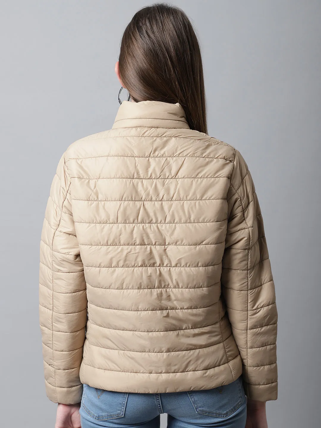 Women's Casual  Beige Quilted  Jacket