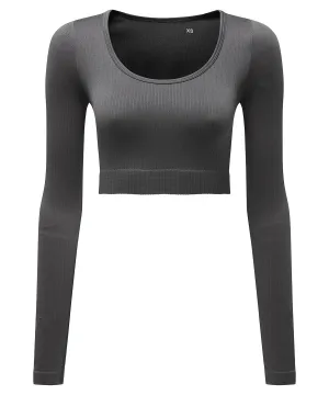 Womens TriDri® ribbed seamless 3D Fit crop top | Charcoal