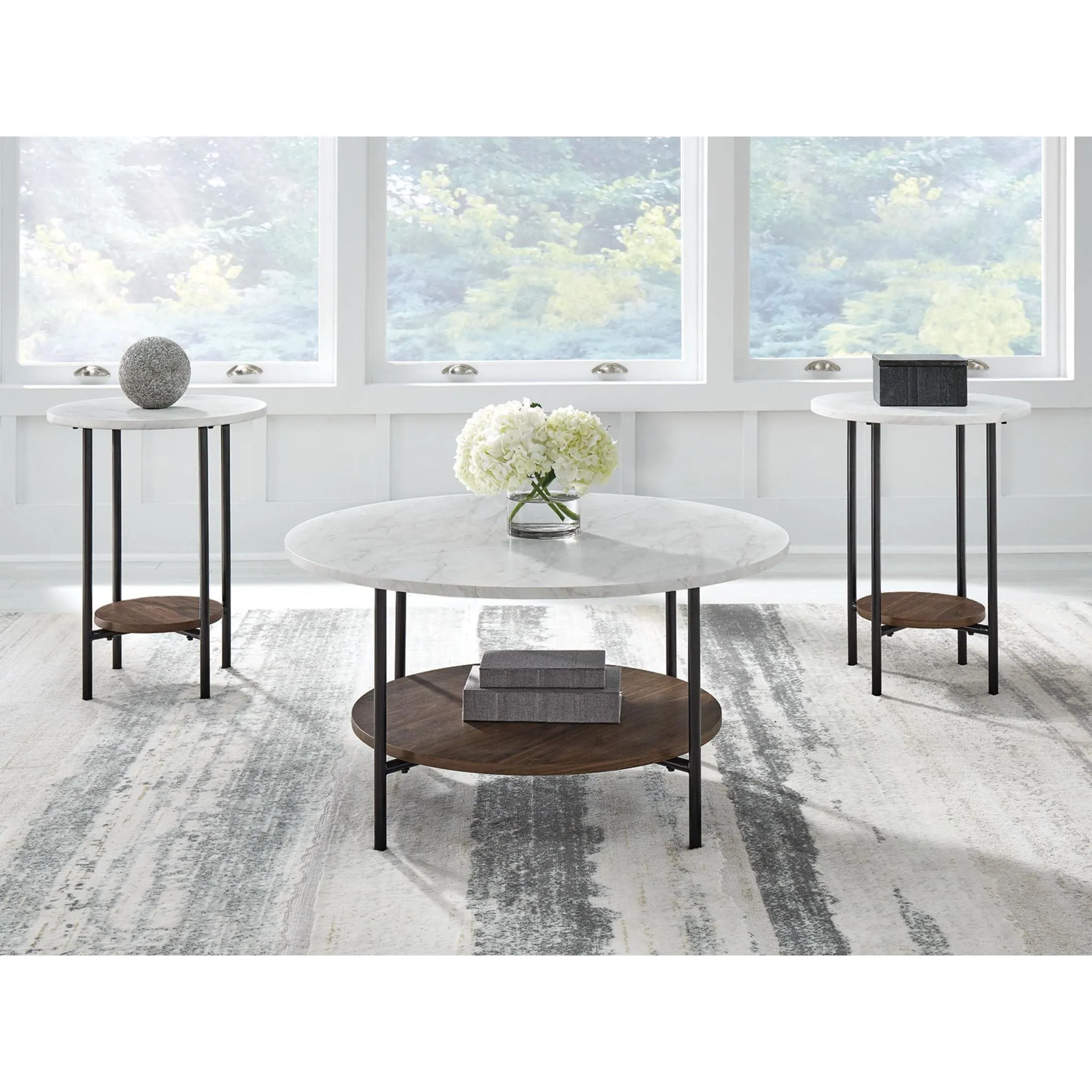 Wrenwich 3 Pack Tables - Brown/Black/White